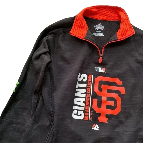San Francisco Giants Majestic MLB Track Jacket Black Orange Zip Size Small - Picture 3 of 6